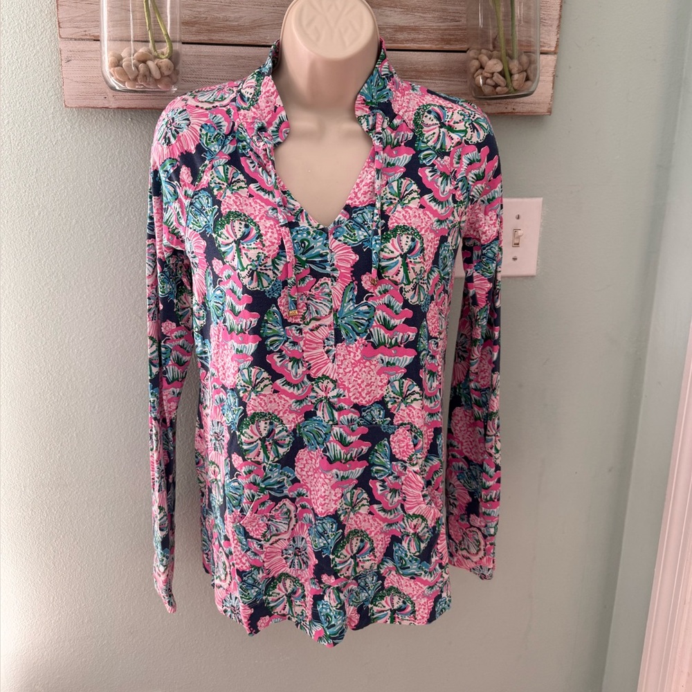Lilly Pulitzer Pink and Green Floral/ShellTop